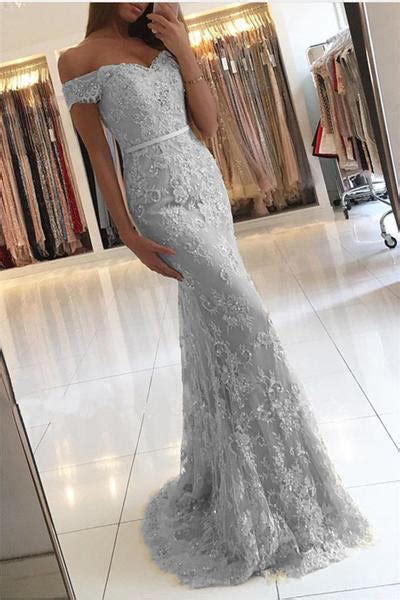 Off The Shoulder Long Mermaid Lace Beading Elegant Prom Dresses Z0334