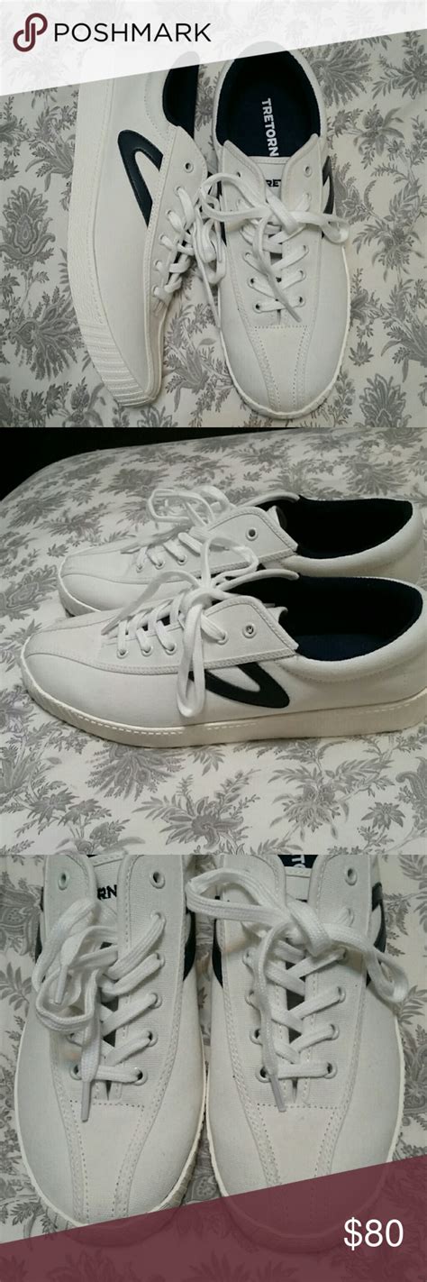 Tretorn Classic White And Navy Blue Sneakers New Navy Blue Sneakers