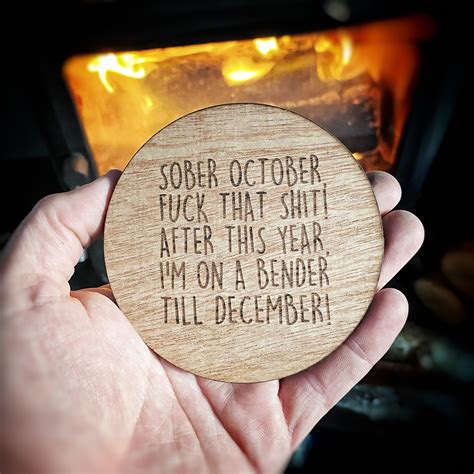 Sober October Stoptober Funny Quote Round Coaster 10cm Diameter