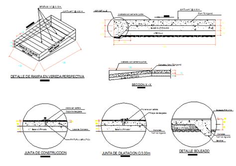 Side Walks And Ramp Construction Details Dwg File Cadbull