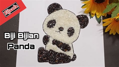 Cara Mudah Membuat Mozaik Dari Biji Bijian Mozaik Hewan Panda Hitam