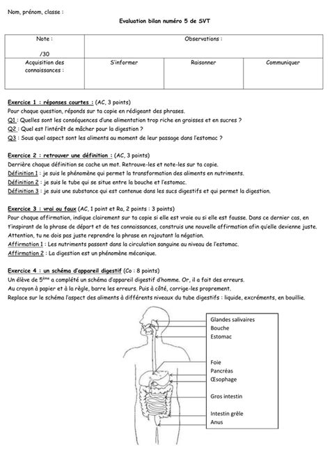 Exercices Svt 5ème Pdf Rechercher Wkcn