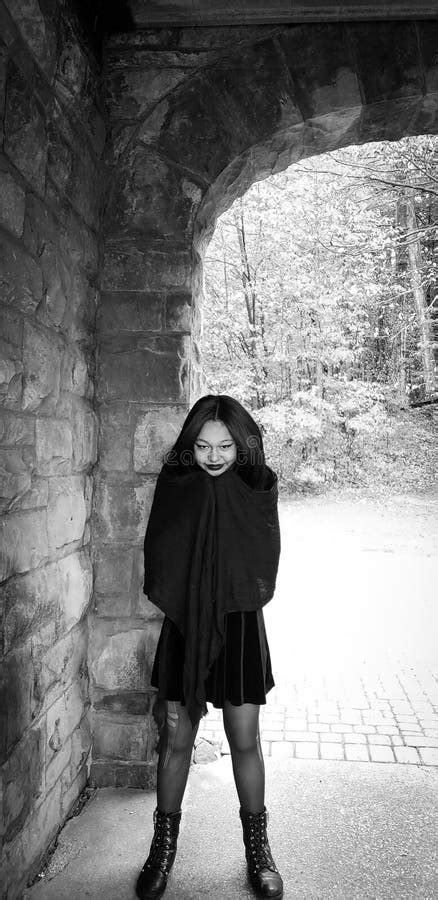 Portrait Of A Girl Dressed In All Black Stock Image Image Of Young