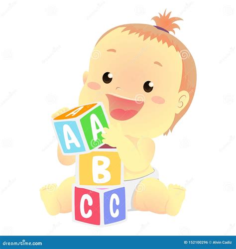 Animated Baby Playing With Blocks