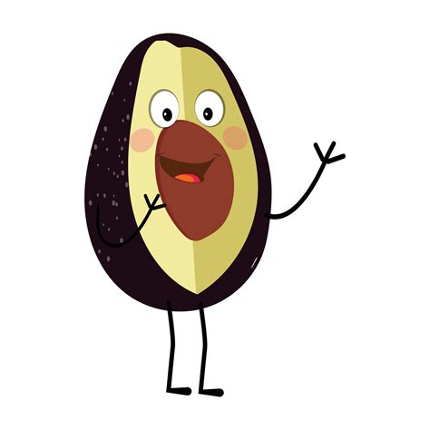 Cartoon Avocados Mascot Characters Hand Drawn Doodle Style Cartoon