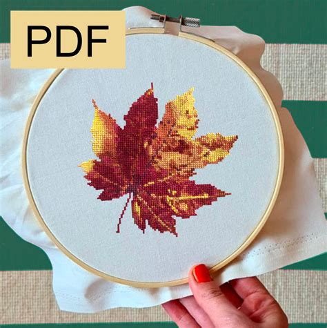 Embroidery Pattern Autumn Leaf Cross Stitch Spring Leave Leaf