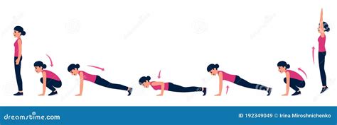 Woman Burpee Exercise Stock Vector Illustration Of Challenge 192349049