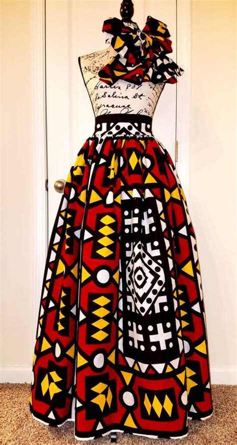 Custom Made African Print Ankara Maxi High Waist Skirt With Etsy African Skirts African