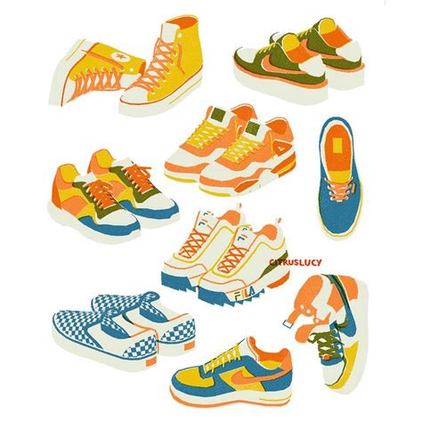 An Image Of Various Shoes That Are Different Colors And Sizes All In