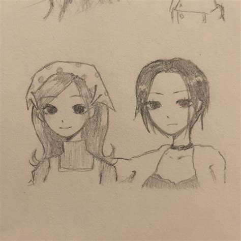 Some Drawings Of Two Girls With Different Hair Styles