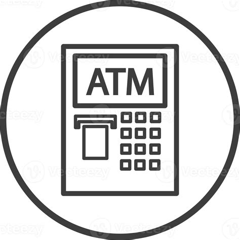 Atm Icon In Thin Line Black Circle Frames Png