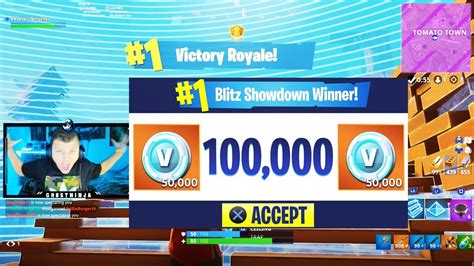 Win 100 000 Vbucks Free In Fortnite New Blitz Showdown Victory In Fortnite Battle Royale