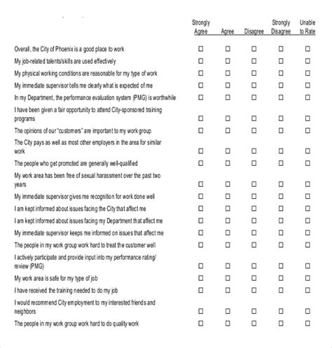 Employee Survey Templates Samples Doc Pdf