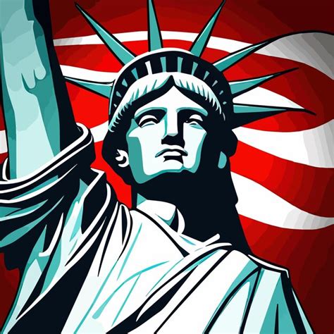 Premium Vector Statue Of Liberty With The U S Flag In The Background