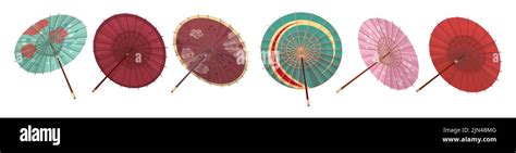 Vector Chinese Umbrella Asian Umbrellas Isolated On White Background