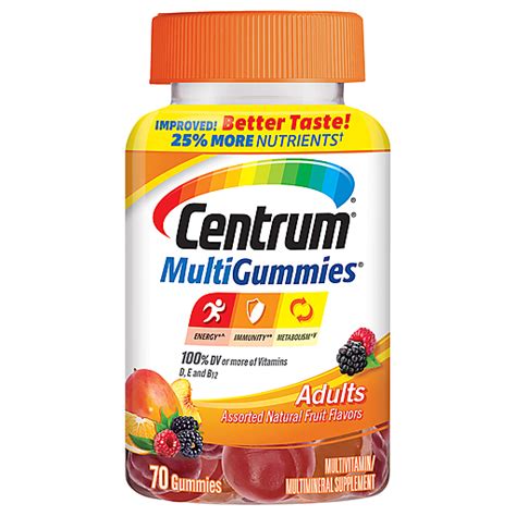 Centrum Multigummies Adults Assorted Natural Fruit Flavors Multivitamin