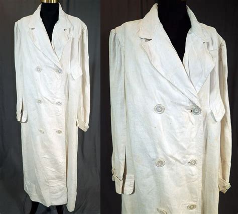 Edwardian Women S White Linen Double Breasted Motoring Driving Duster