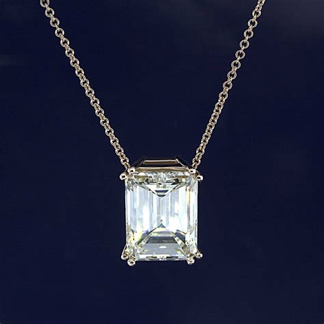 Double Prong Emerald Cut Diamond Necklace Sarkisians Jewelry