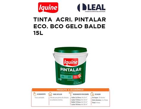 Tinta Acr Lica Pintalar Eco Branco Gelo Balde L Iquine Comercial Leal