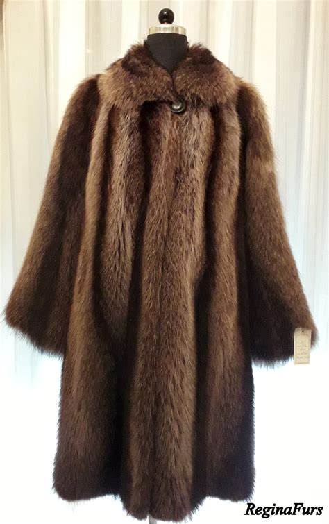 Real Fur Fur Coat Real Raccoon Fur Coat Brown Grey Raccoon Etsy