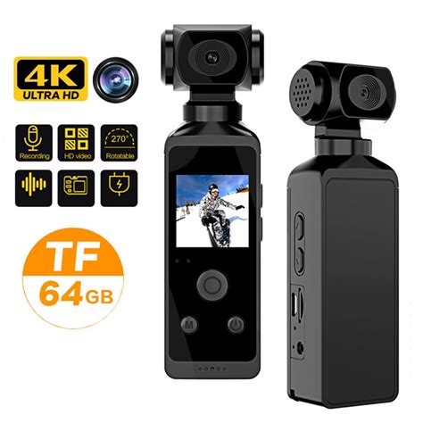 Mini Cam 4K 1080P Filmadora De Bolso HD Cam 1 3 Tela LCD 270 Rotatable