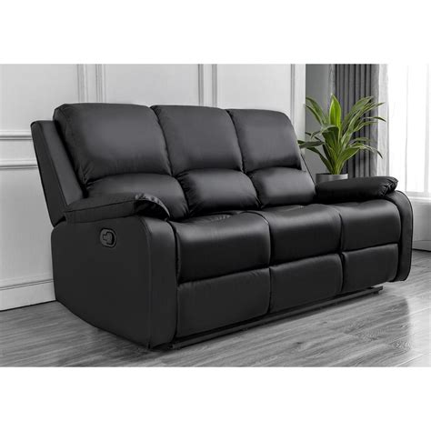 Black Leather Recliner Sofa And Chair | Baci Living Room