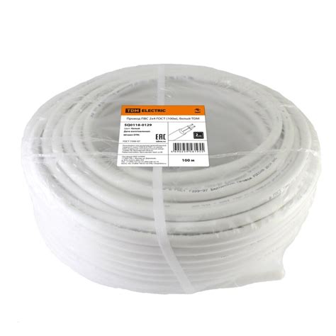 Провод ПВС, 2х4 мм², 100 м, медь, гибкий, ГОСТ, белый, TDM Electric ...