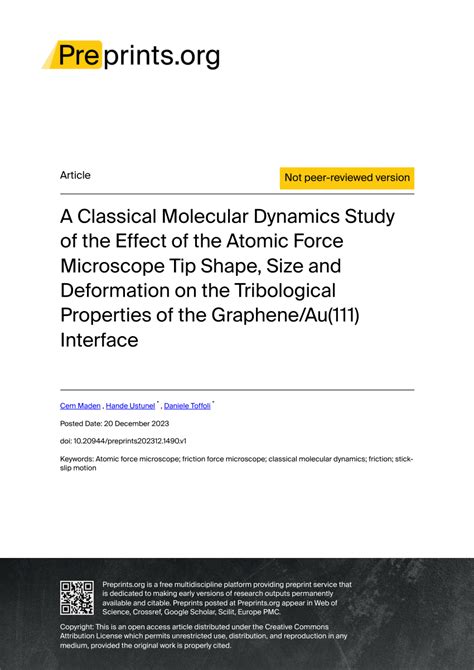 PDF A Classical Molecular Dynamics Study Of The Effect Of The Atomic