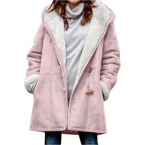 Manteau En Laine Femme Hiver Chaud Pais Capuche Veste Polaire Femme