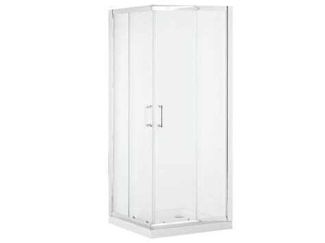 Tempered Glass Shower Enclosure 90 X 90 X 185 Cm Silver Tela Beliani De