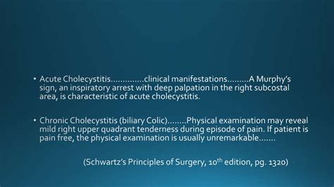 MURPHY'S SIGN of cholecystitis/gallbladder: sign of acute or chronic