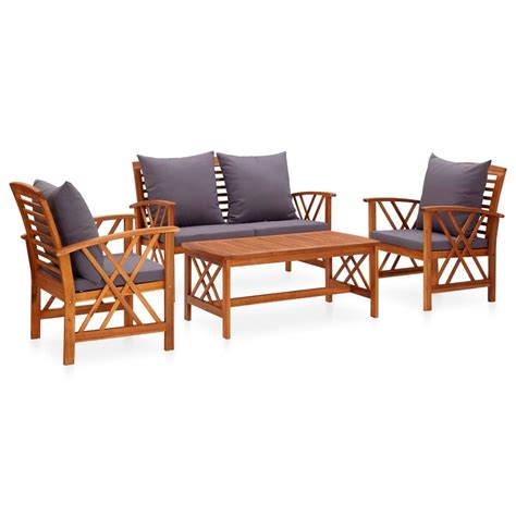 Vidaxl Salon De Jardin 4 Pcs Avec Coussins Bois D Acacia Solide VIDAXL