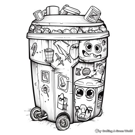 Trash Can Coloring Pages Free And Printable