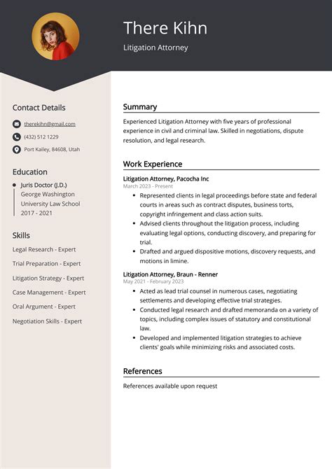 Litigation Attorney Resume Example Free Guide