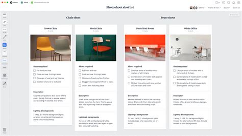 Photoshoot Shot List - Template & Example - Milanote