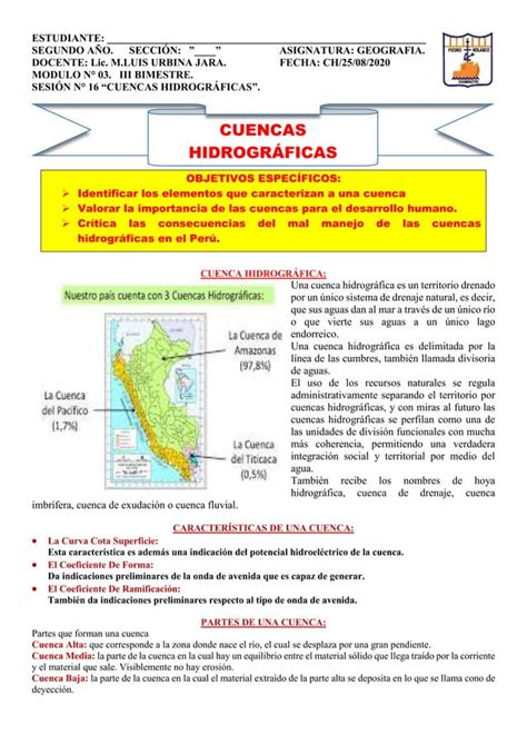 CUENCAS HIDROGRÁFICAS 2DO GEOGRAFÍA docx