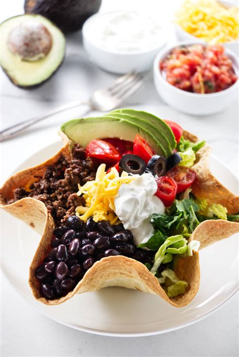 Beef Taco Salad in Tortilla Bowls - Savor the Best