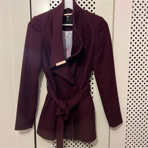 Ted Baker Size 0 Wrap Short Coat Burgandy Depop