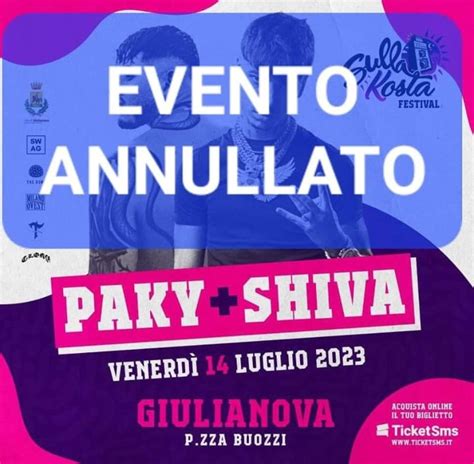 Giulianova Annullato Il Concerto Di Paki E Shiva Abruzzo Cityrumors