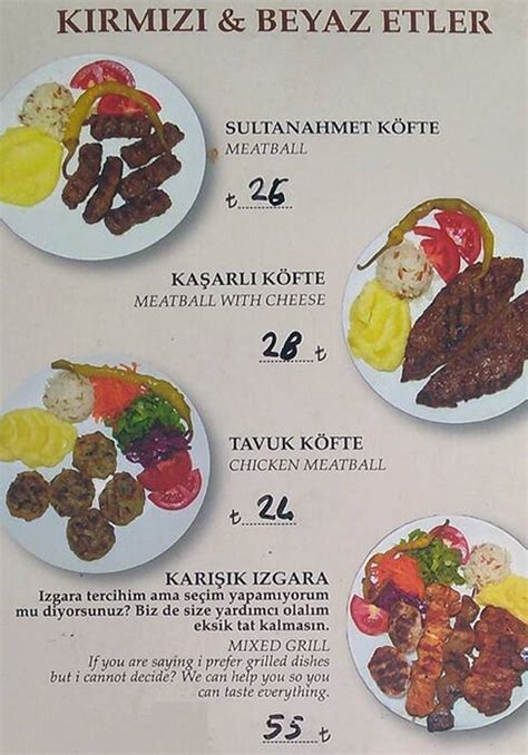 Menu At Rak Bal K Evi Istanbul