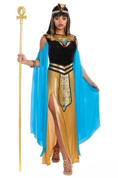 Queen Cleopatra Costume, Long Gold Cleo Costume – 3wishes.com