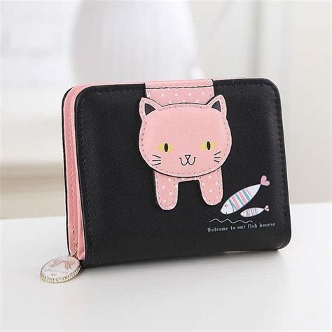 Women Cute Cat Wallet Small Zipper Girl Wallet Brand Designed Pu