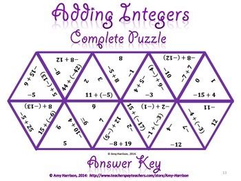 Integer Operations Puzzles Bundle By Amy Harrison Tpt