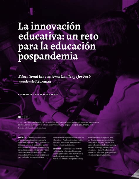 PDF La innovación educativa un reto para la educación pospandemia