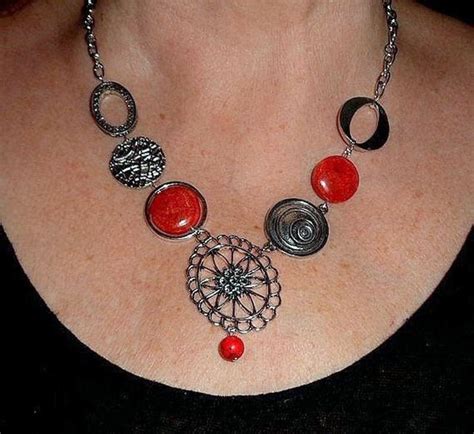 Red Boho Statement Necklace Asymmetrical Red Coral Necklace Geometric