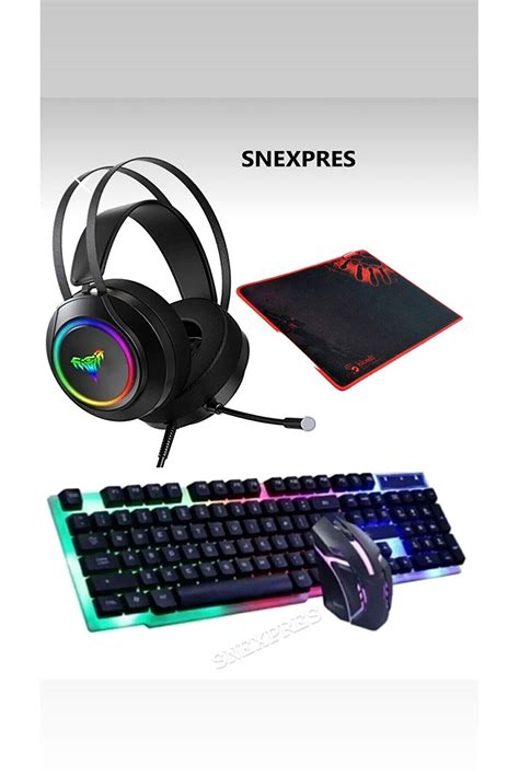 SNEXPRES 4in1 Rgb Klavye Mause Razer Pad Kulaklık Esport Oyuncu Gaming