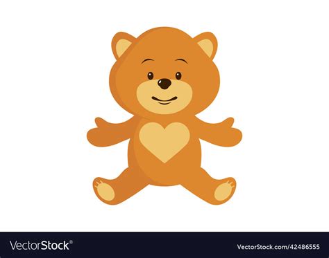 Cute brown teddy bear with heart icon Royalty Free Vector