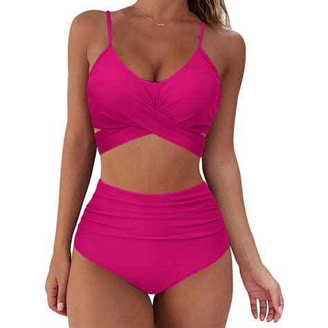 Susanny Women S Two Piece High Waisted Bikini Set Tummy Control