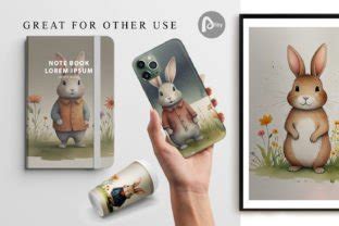 Digital Paper Rabbit Illustration Graphic By Artnoy Creative Fabrica