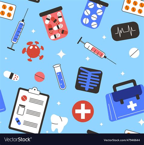 Set Of Medicines Seamless Pattern Royalty Free Vector Image